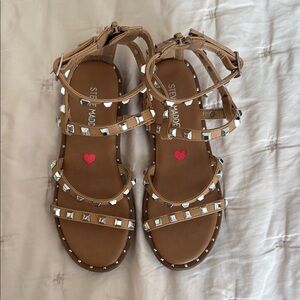 Steve Madden Tan Sandals with Silver Accents